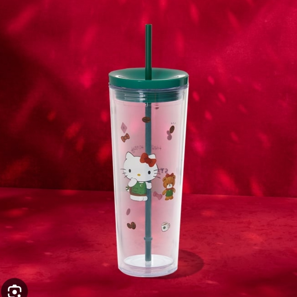 Hello Kitty Clear Tumbler with Green Lid